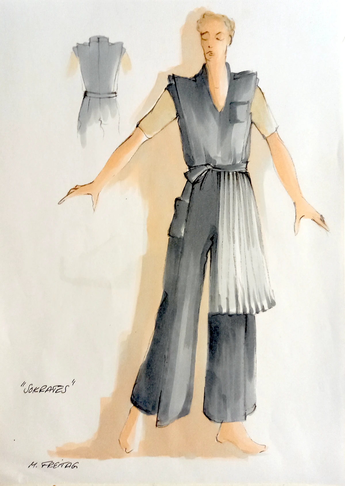 »Marsyas. Der Wettstreit«. Kostümentwurf ›Sokrates‹ von Marc Freitag.