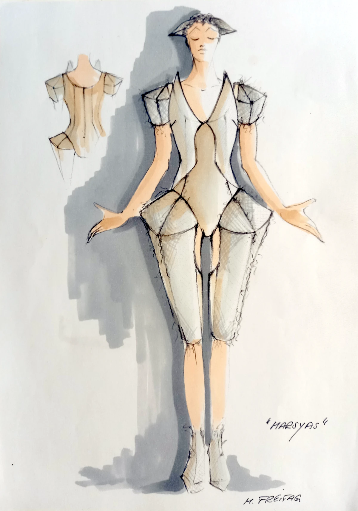 »Marsyas. Der Wettstreit«. Kostümentwurf ›Marsyas‹ von Marc Freitag.